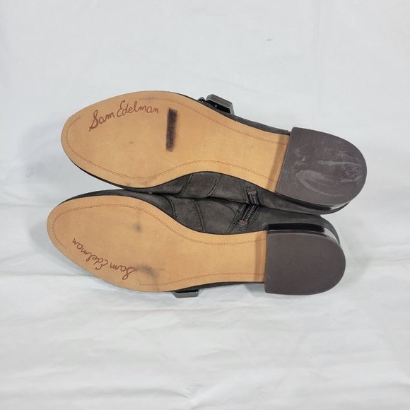 Sam Edelman Nolan Women Size 6M Ankle Bootie Boots Gray Leather Zip Buckle - Picture 7 of 8